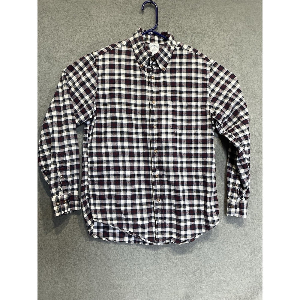 Brooks Brothers 1818 Mens Button Down Flannel Shirt M Regent Fit Blk/ Red Plaid